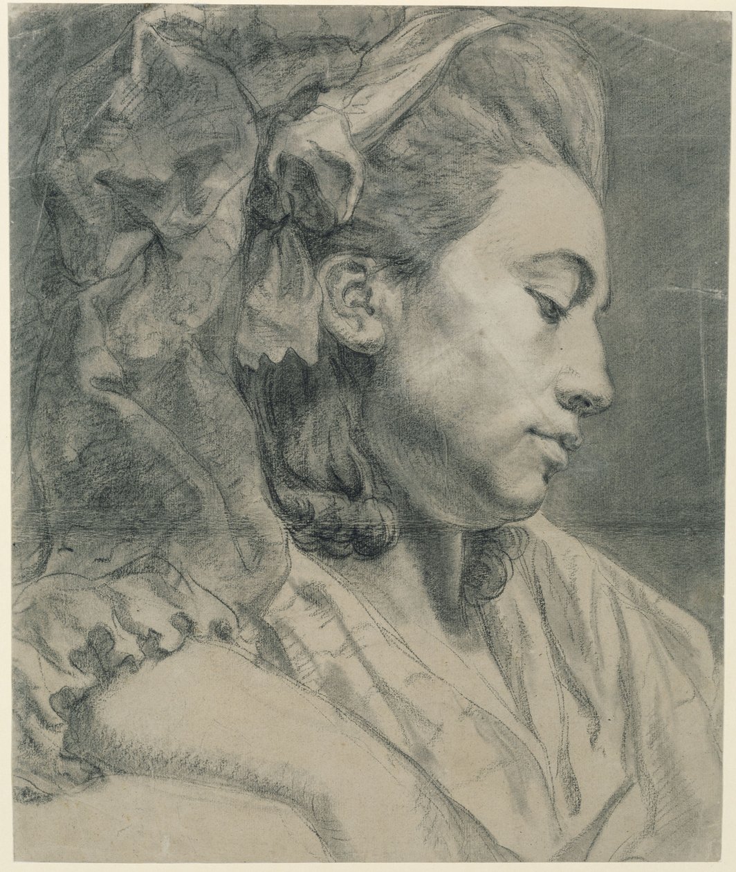 Cabeza de una mujer, de perfil hacia la derecha (Elisabetha Auguste Graff, de soltera Sulzer, esposa de Graff) de Anton Graff