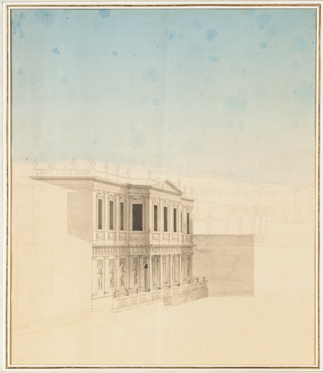Vista del Pabellón Sultane Hadigé en Defterdar Bournou de Anton Ignaz Melling