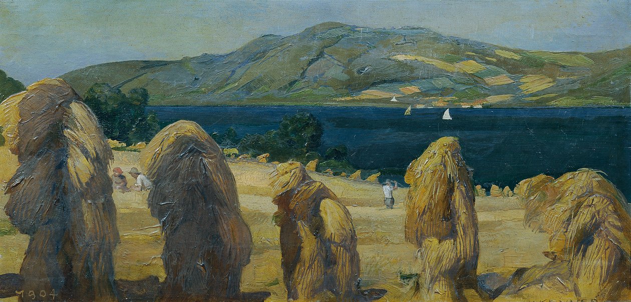 Attersee paisaje con almendras de grano de Anton Josef von Kenner