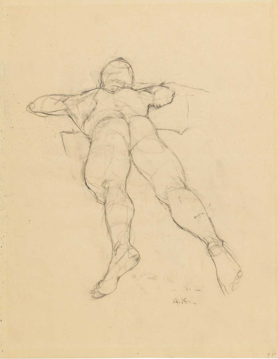 Anton Kolig Desnudo masculino reclinado de espaldas de Anton Kolig