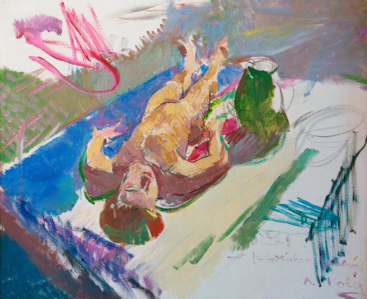 Desnudo reclinado con jarra de Anton Kolig