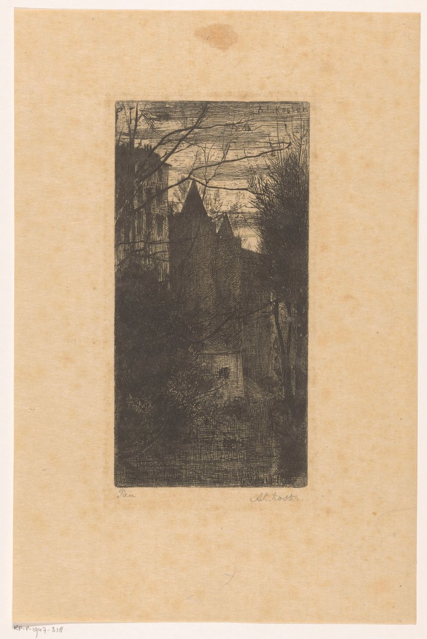 El castillo de Pau al atardecer de Anton L. Koster (signed by artist)