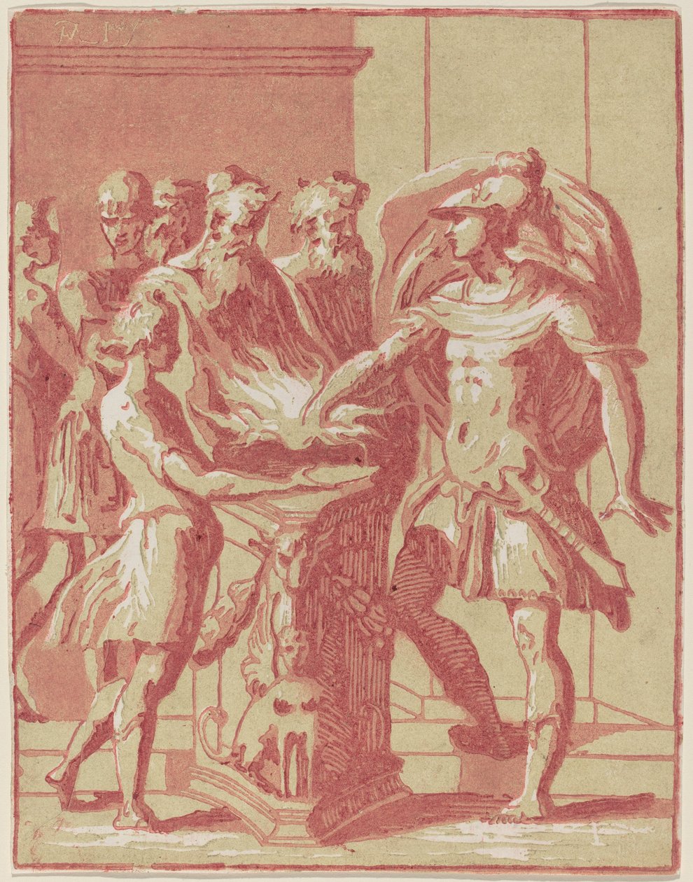 Mucio Escévola poniendo su mano en el fuego de Anton Maria Zanetti I after Parmigianino