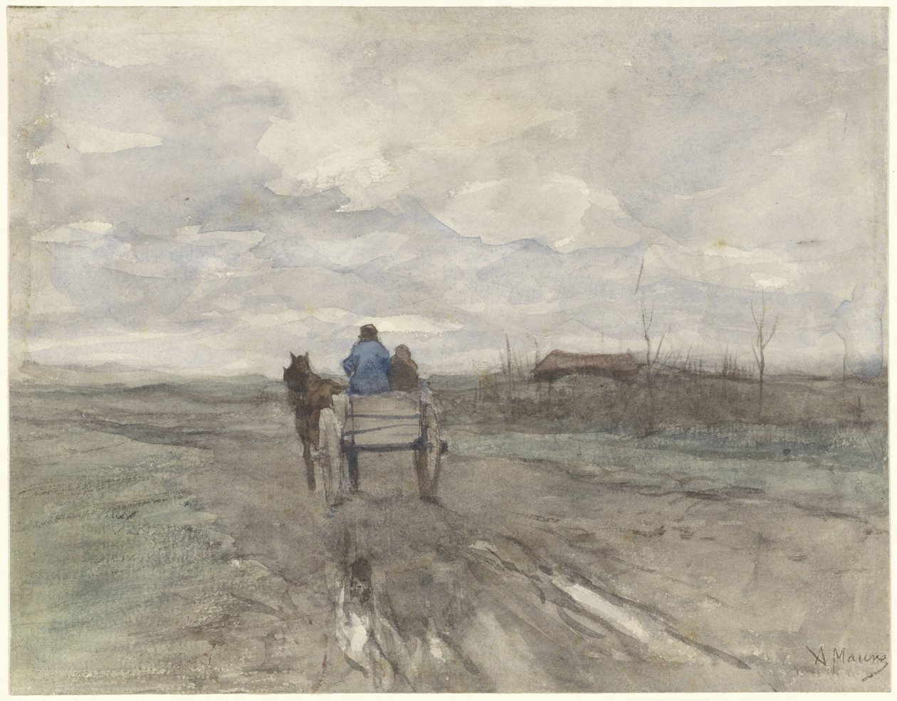 Carro agrícola en un camino rural de Anton Mauve