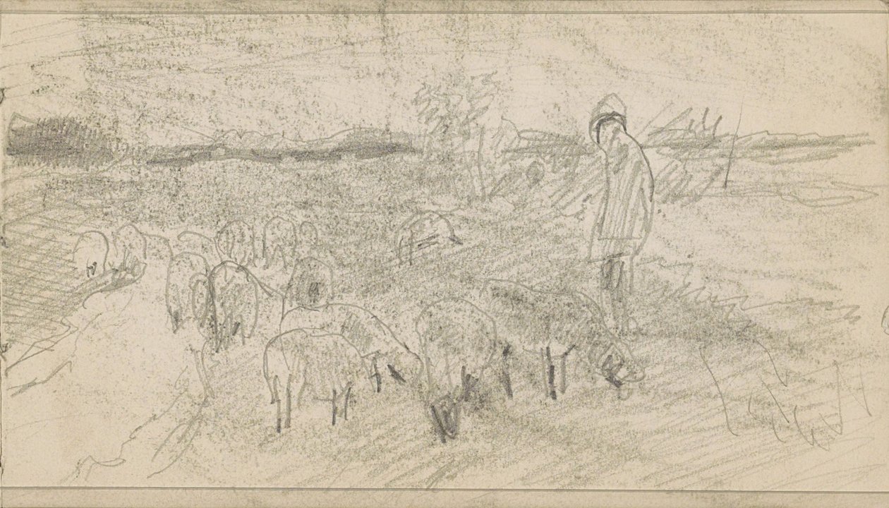 Pastor con un rebaño de ovejas en un paisaje de Anton Mauve