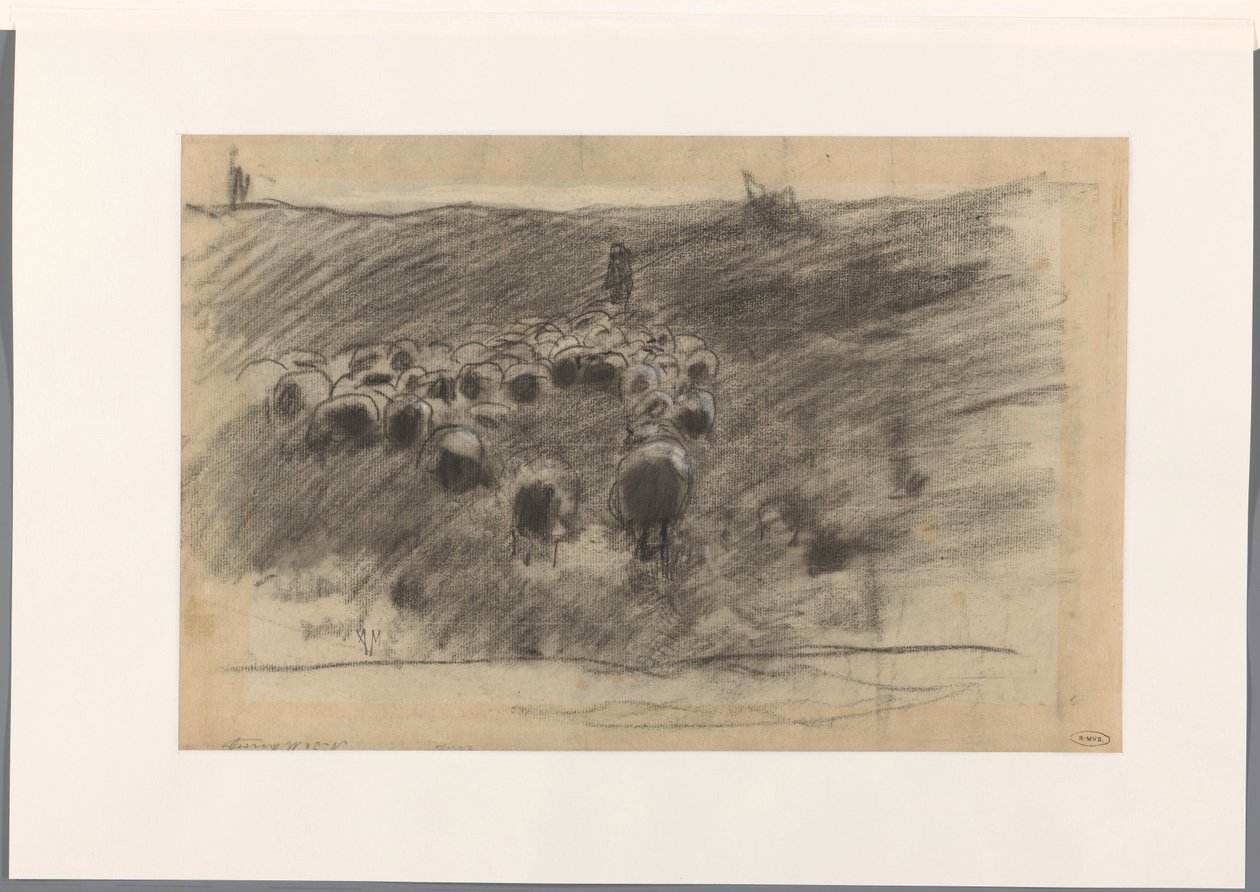Pastor con rebaño de ovejas de Anton Mauve