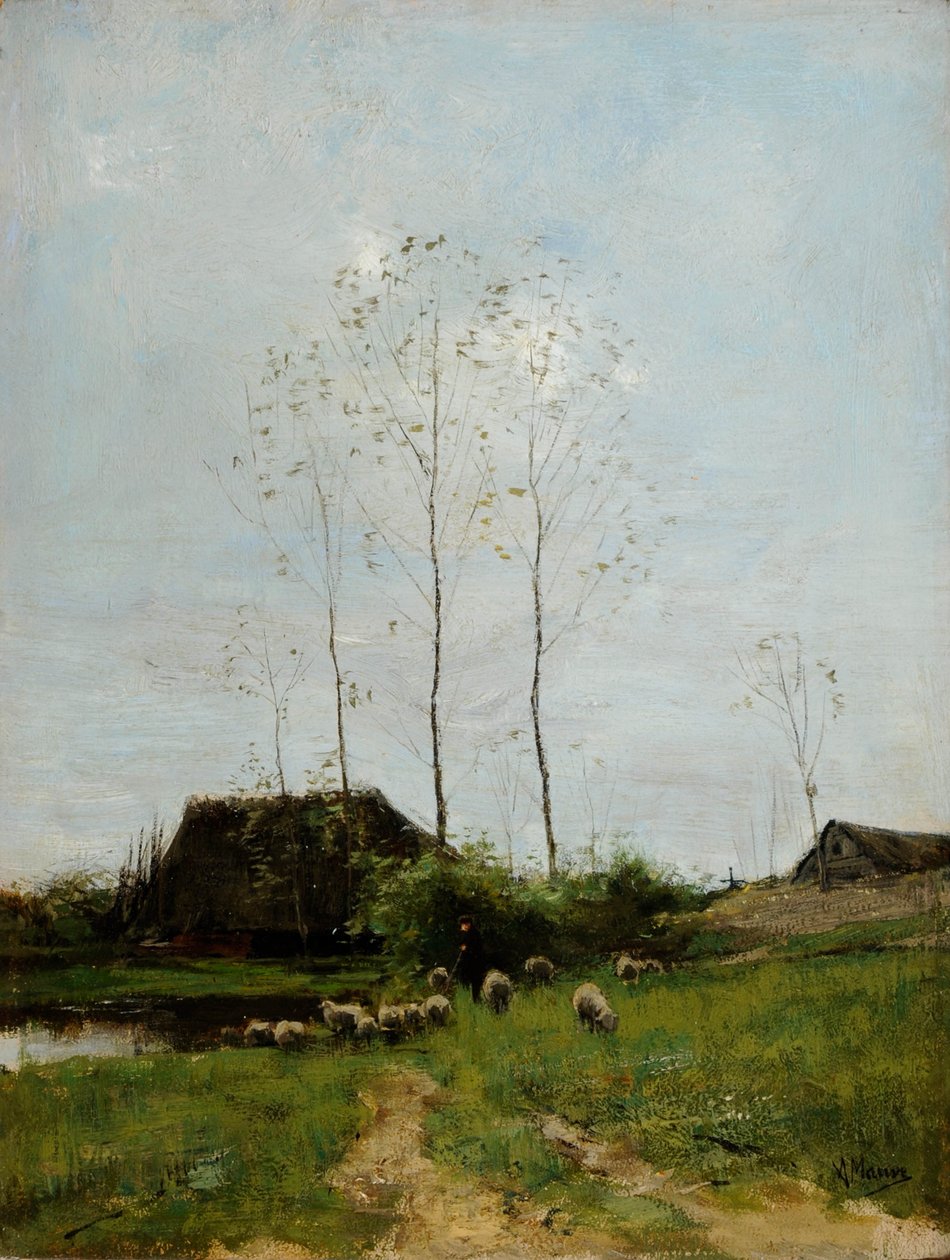 Paisaje con pastor y ovejas de Anton Mauve