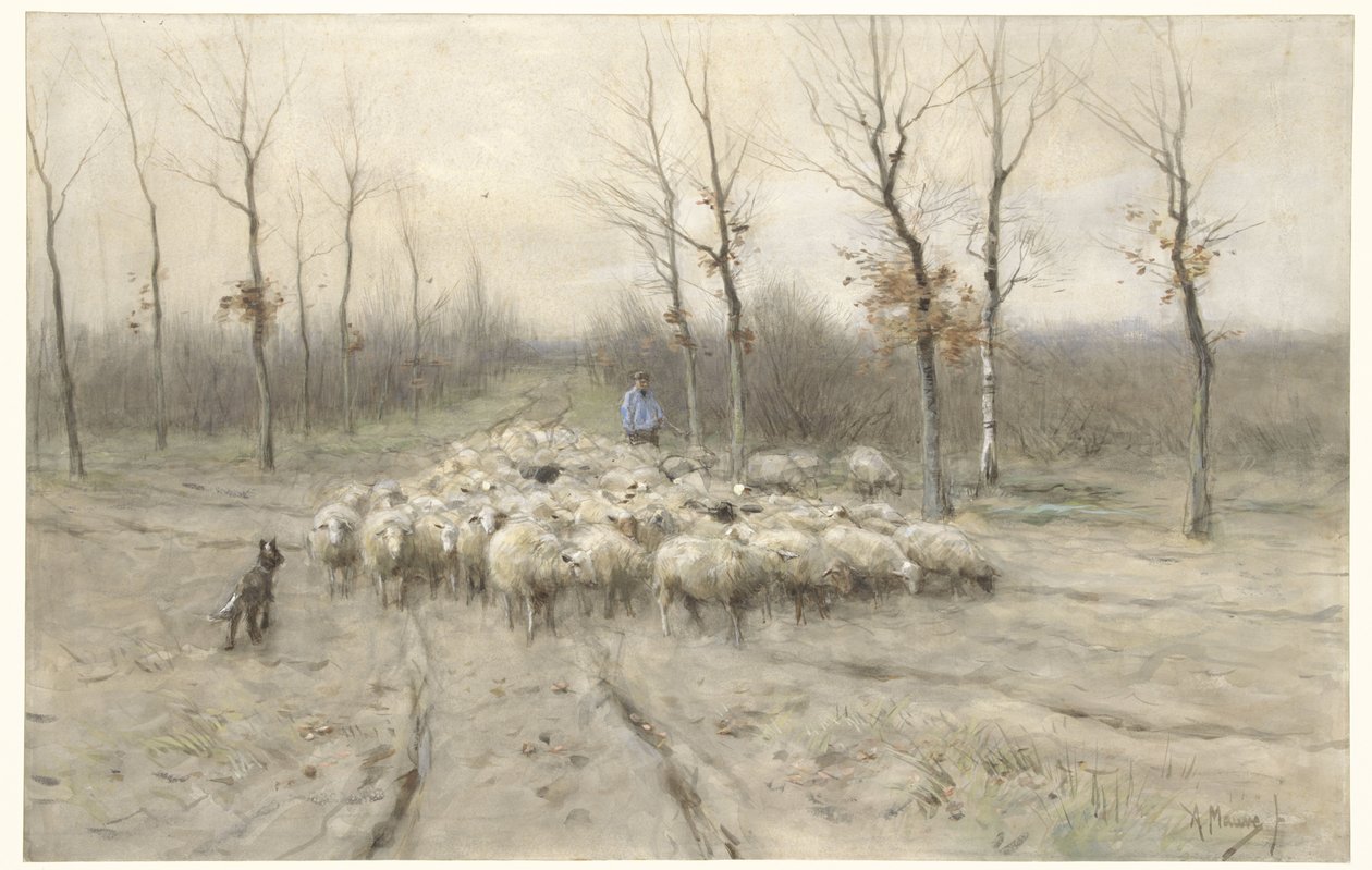 Rebaño de ovejas en los páramos cerca de Laren de Anton Mauve