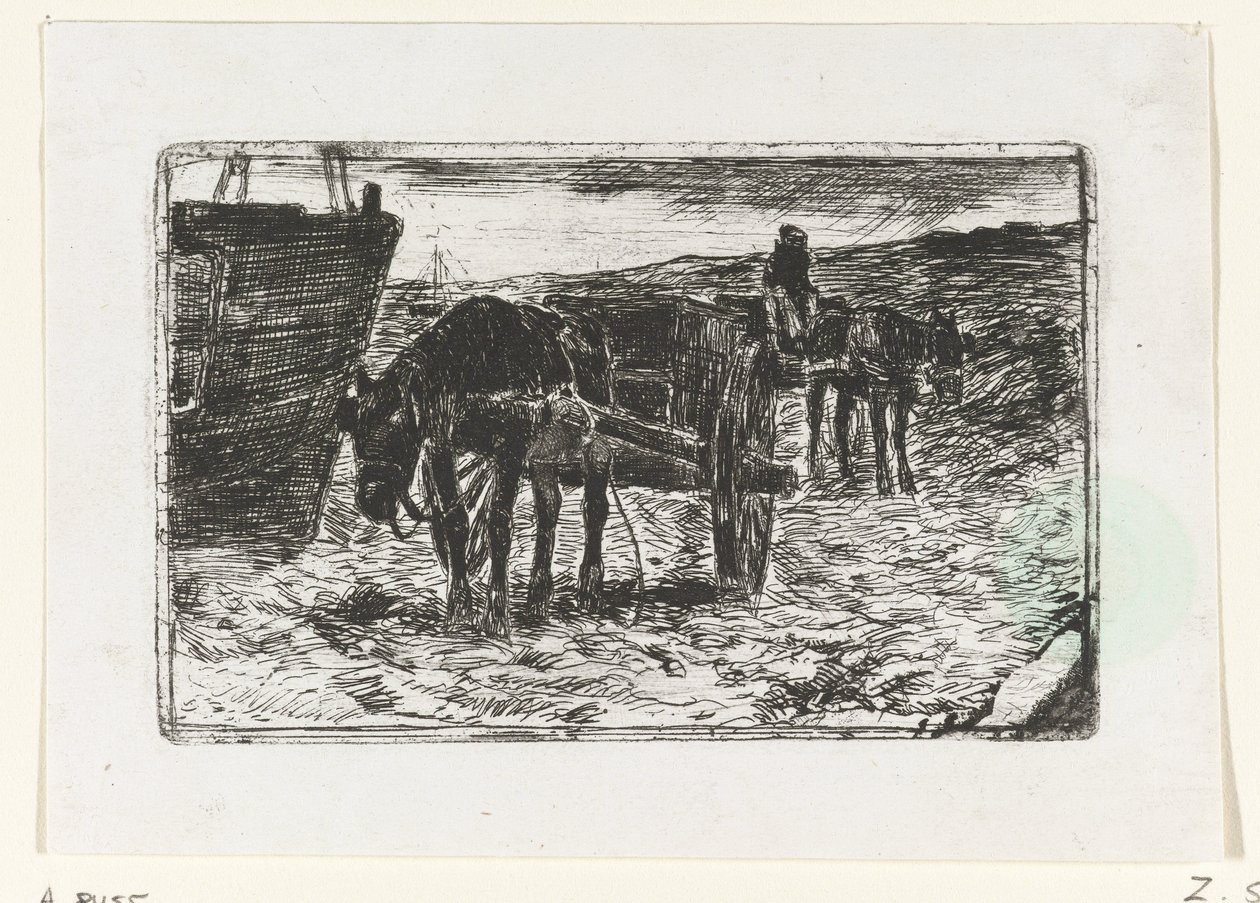 coches en la playa de Anton Mauve