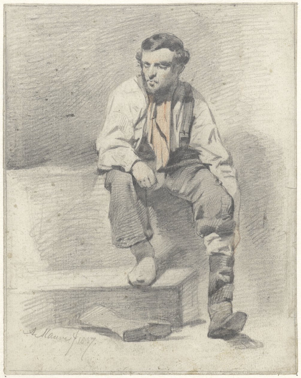 Trabajador sentado de Anton Mauve