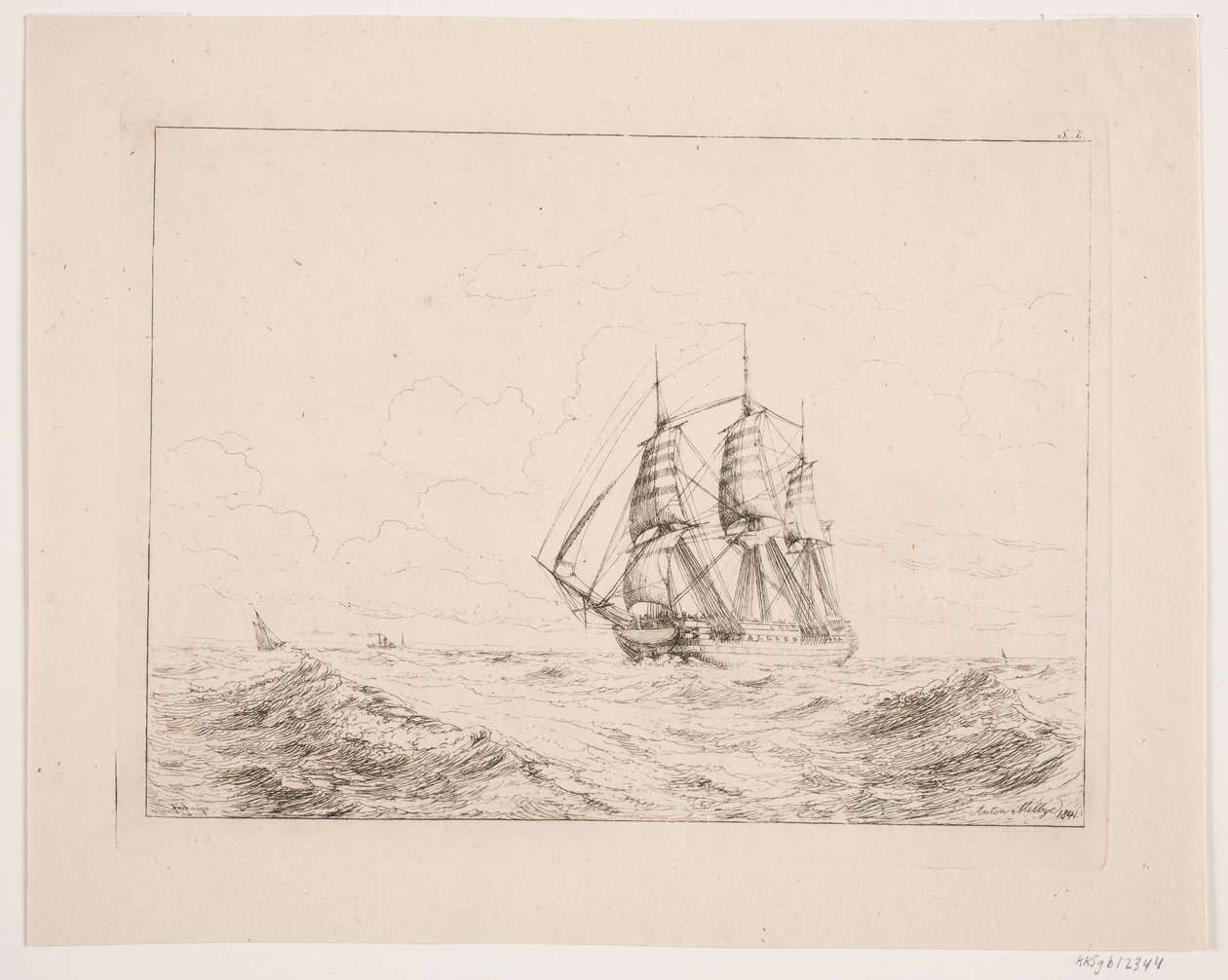 Un barco de línea de Anton Melbye