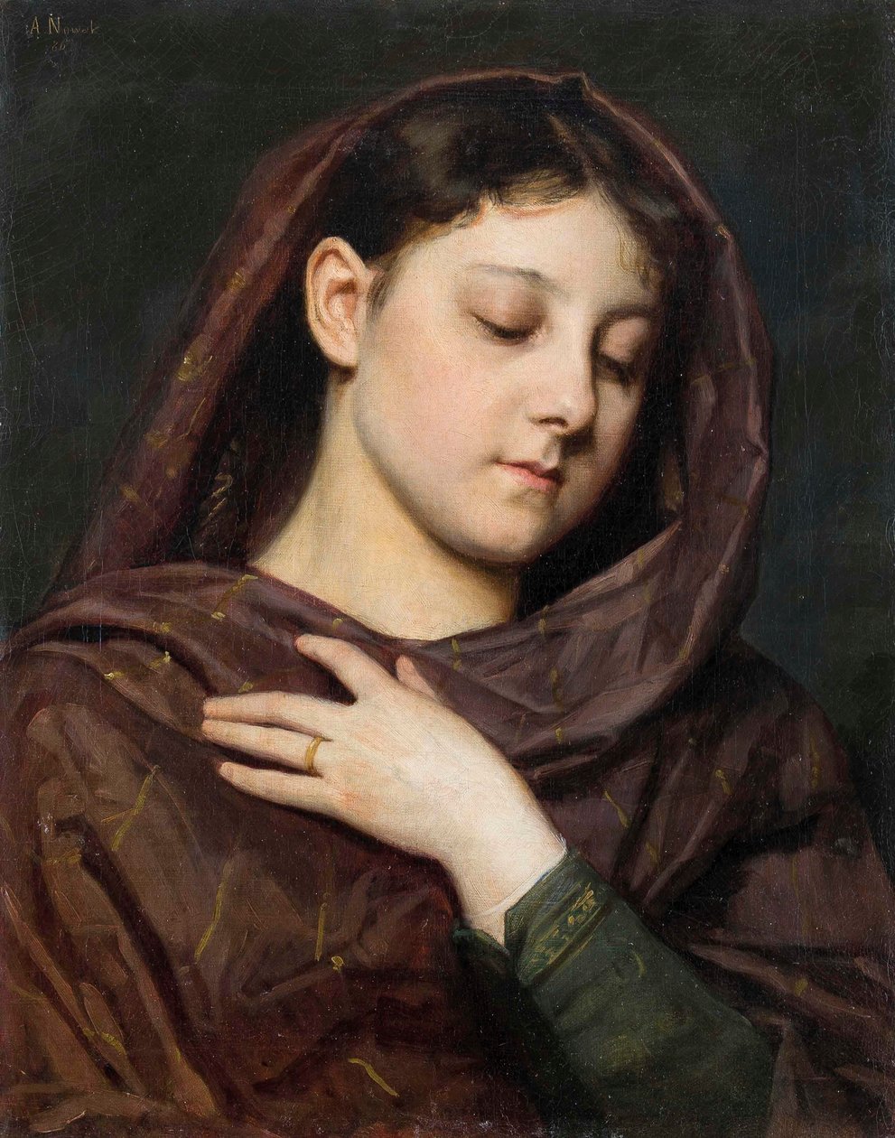 Alemán: Retrato de una niña con el gesto de la Virgen María de Anton Nowak