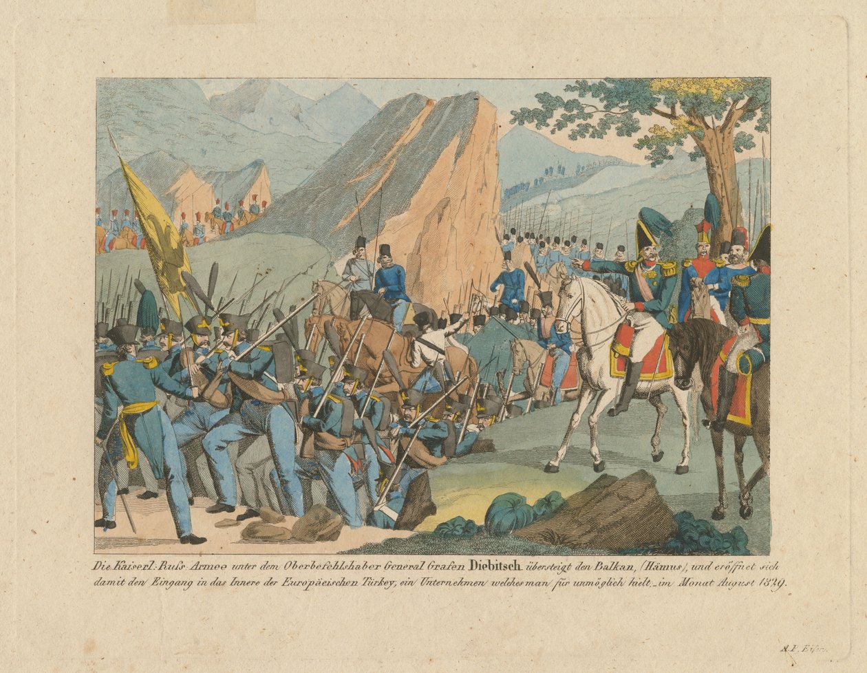 El ejército del Conde Iván Ivánovich Diebitsch cruzando los Balcanes de Anton Paul Eisen