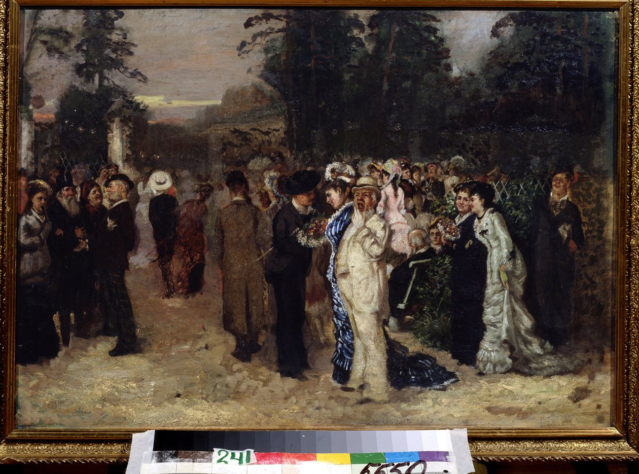 Festivites publiques au parc Sokolniki (Moscou) (Fiestas públicas en Sokolniki). Pintura de Nikolai Pavlovich Chekhov (1859-1889). Huile sur toile, art russe. Museo Literario Central del Estado, Moscú. de Anton Pavlovich Chekhov