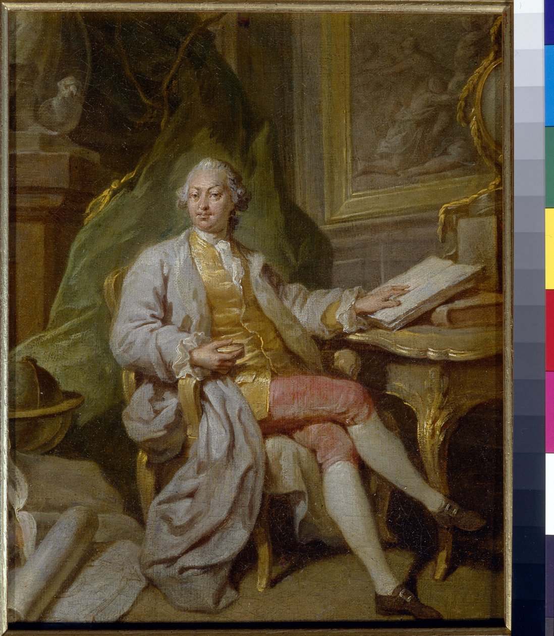 Retrato de L Henninger - Pintura de Anton Pavlovich Losenko (1737-1773), óleo sobre lienzo (31,5x26cm), hacia 1760 - (Retrato de L Henninger, Óleo sobre lienzo de Anton Pavlovich Losenko de Anton Pavlovich Losenko
