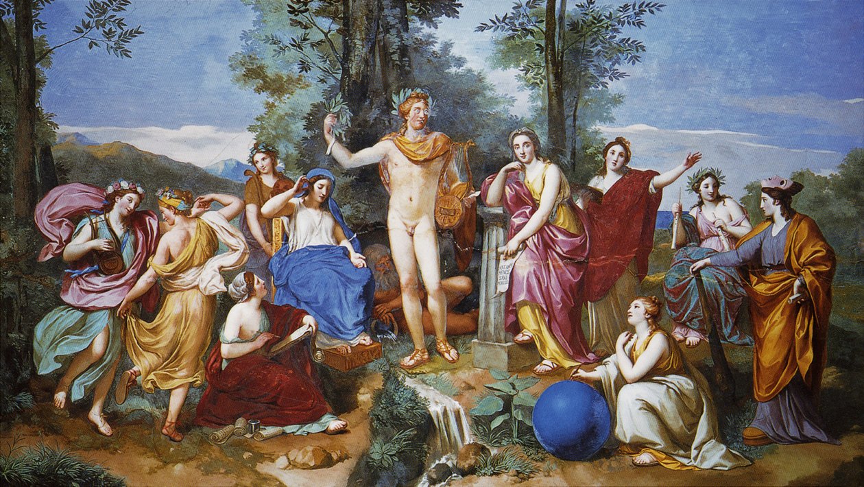 Apolo, Mnemosine y las nueve musas de Anton Raphael Mengs