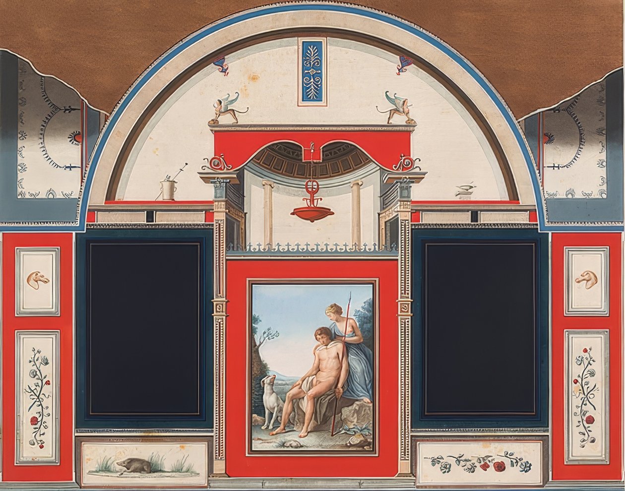 Mural de una casa romana en el terreno de la Villa Negroni en Roma, Venus y el herido Adonis de Anton Raphael Mengs