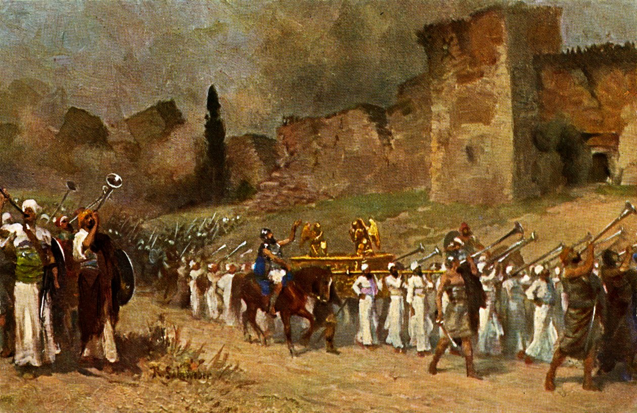 Destrucción de las murallas de Jericó - Testamento Ols (imprimir) de Anton Robert (after) Leinweber