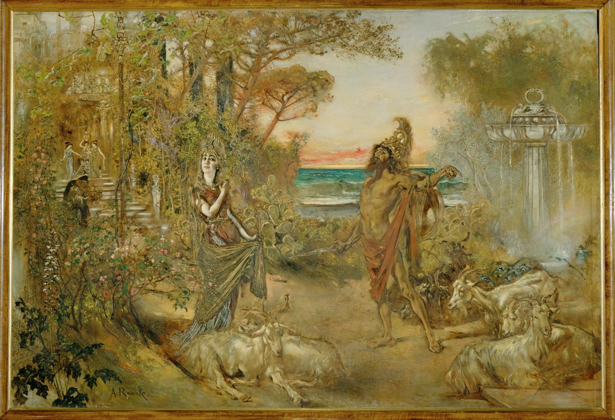 Circe y Ulises ... (pintura sobre lienzo) de Anton Romako