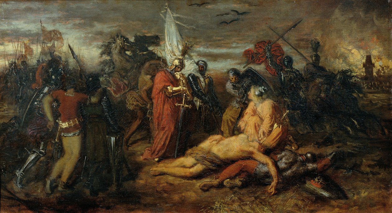 Rudolf von Habsburg ante el cadáver de Přemysl Ottokar, rey de Bohemia de Anton Romako