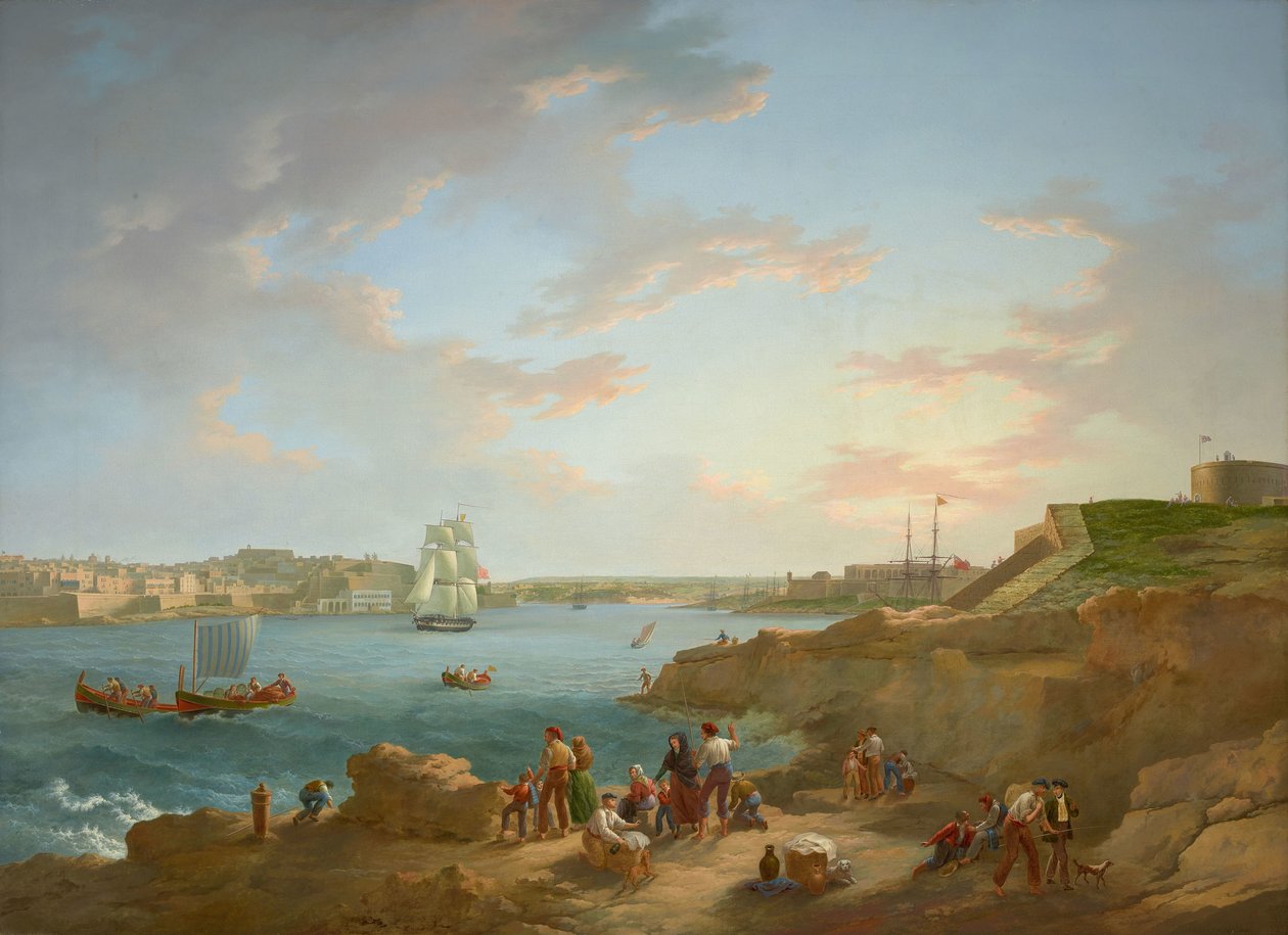 Atribuido a Anton Schranz (1769-1839) - Puerto de Malta - RCIN 406555 - Colección Real (restaurada) de Anton Schranz