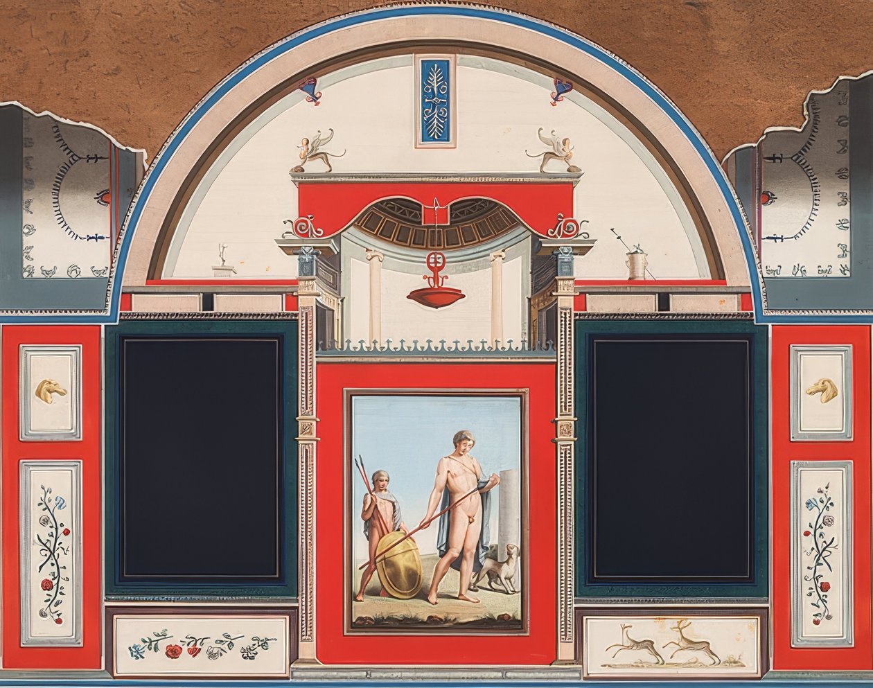 Mural de una casa romana en el terreno de la Villa Negroni en Roma, Adonis con joven, 1779 de Anton von Maron