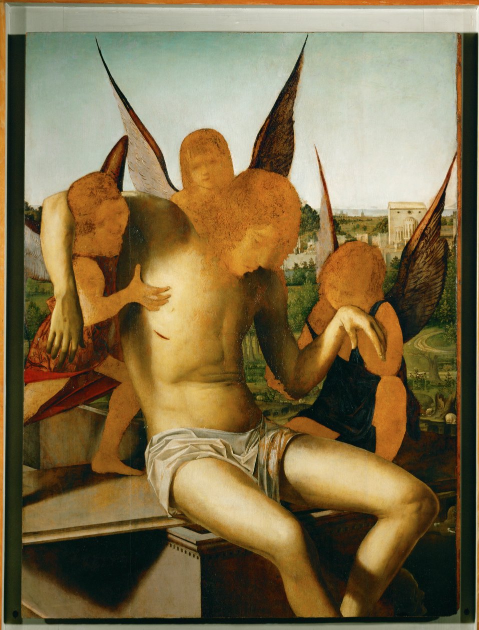 Piedad con tres ángeles, c.1475 (óleo sobre madera) de Antonello da Messina