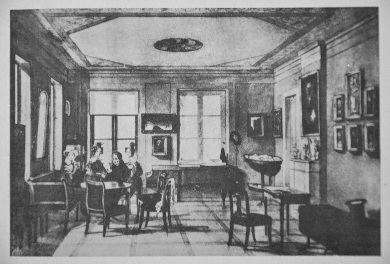 Una habitación en el apartamento de la familia Chopin en la calle Krakowskie Przedmieście de Antoni Kolberg