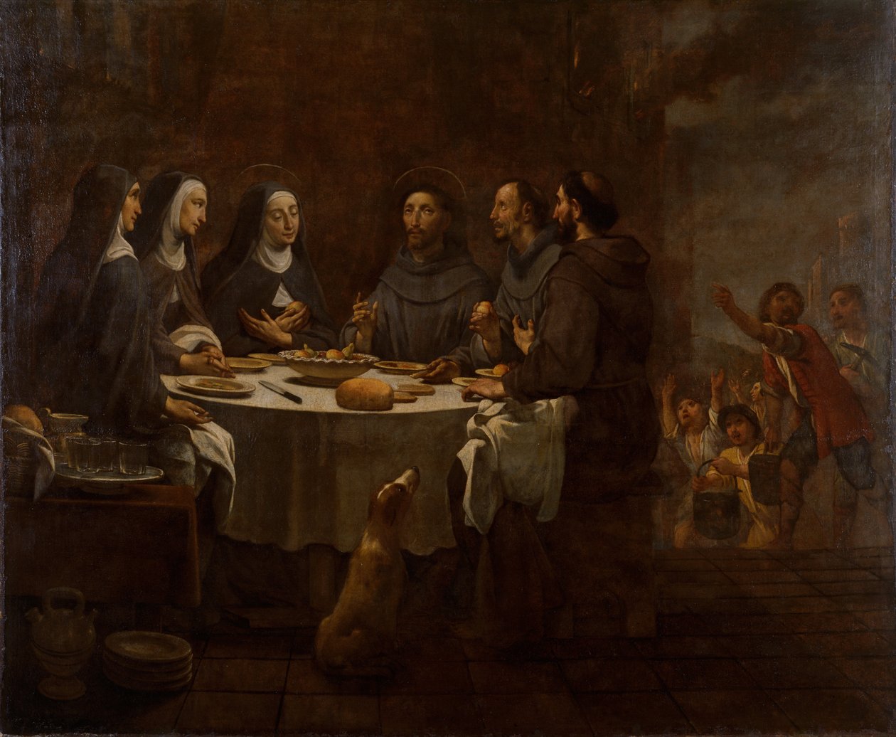 San Francisco y Santa Clara en la cena en el convento de San Damián de Antoni Viladomat