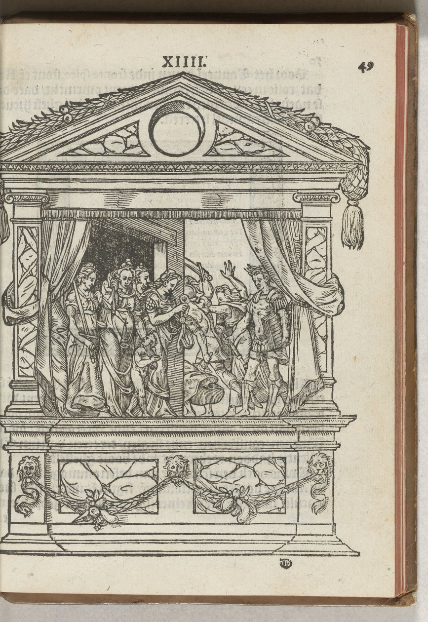 Tercer cadalso decorado con escenario: el príncipe libera a las virtudes del cautiverio, 1577 de Antoni van Leest