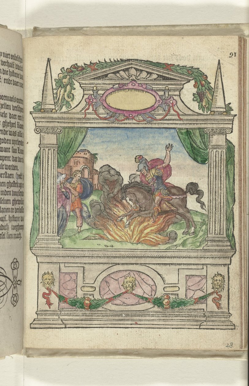 Escena con la gesta heroica de Marcus Curtius, 1578 de Antoni van Leest