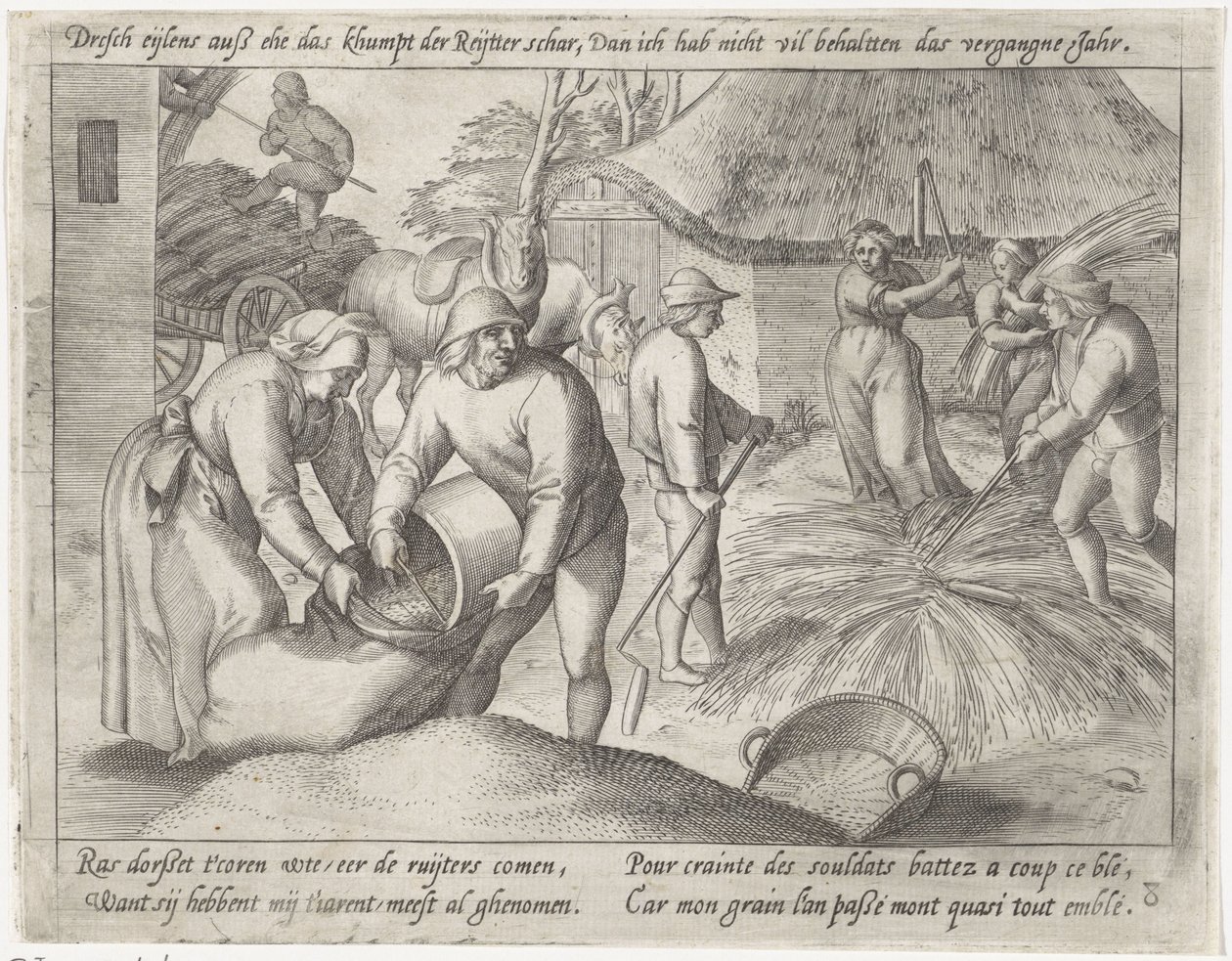 Trillar el grano Grano en crecimiento (título de la serie) de Antonie Wierix (II) (possibly)