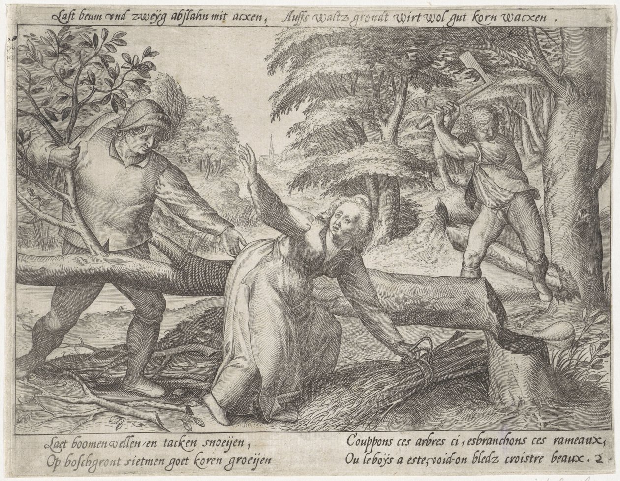limpiando el bosque Grano en crecimiento (título de la serie) de Antonie Wierix (II) (possibly)