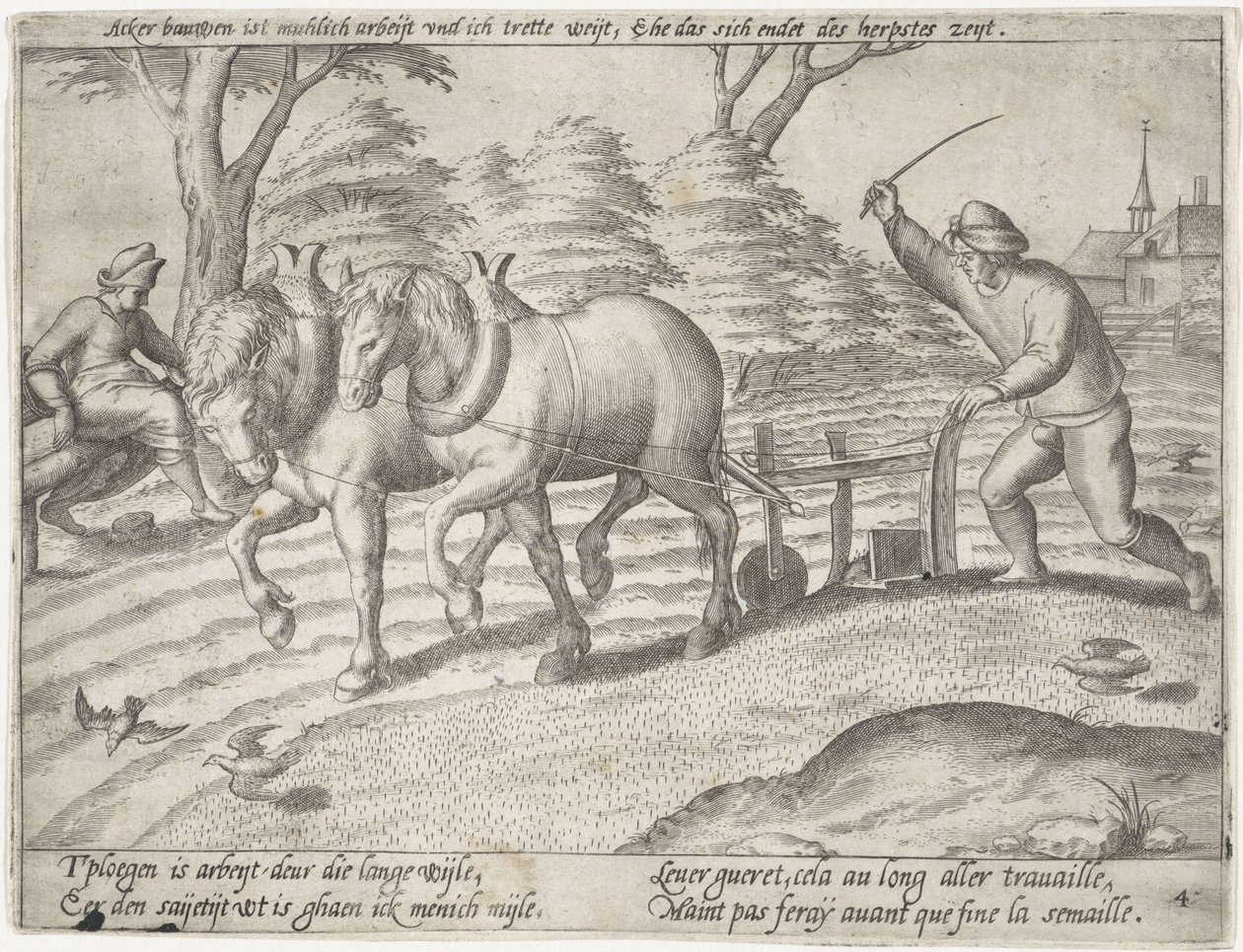 Arando la tierra Grano en crecimiento (título de la serie) de Antonie Wierix (II) (possibly)