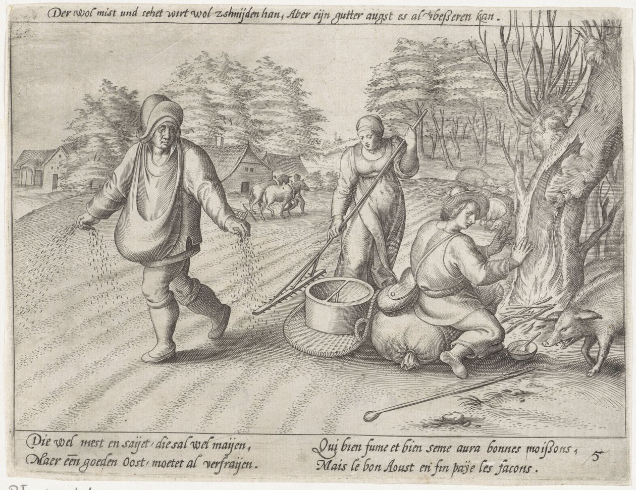 sembrar en la tierra Grano en crecimiento (título de la serie) de Antonie Wierix (II) (possibly)
