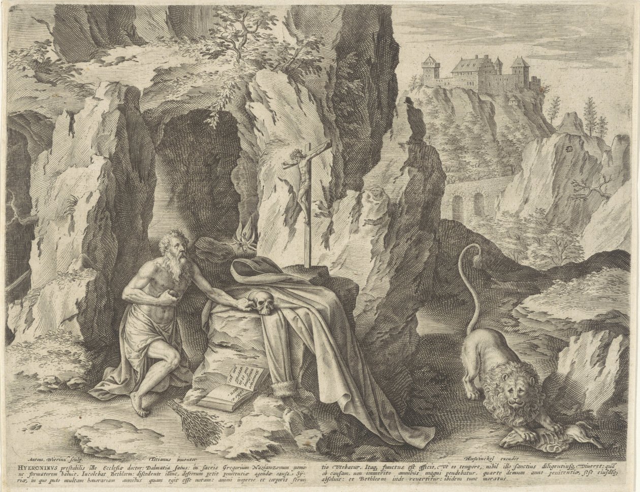 San Jerónimo como penitente en el desierto de Antonie Wierix (II)