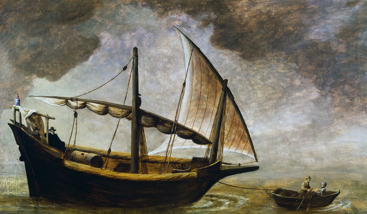 Barco de vino genovés del siglo XVII, XX (pintura) de Antonino Traverso