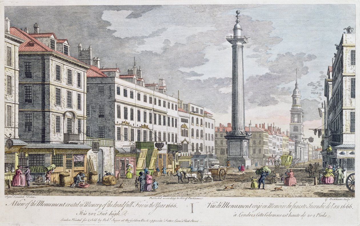 Monumento erigido en memoria del Gran Incendio de Londres de Giovanni Antonio Canal