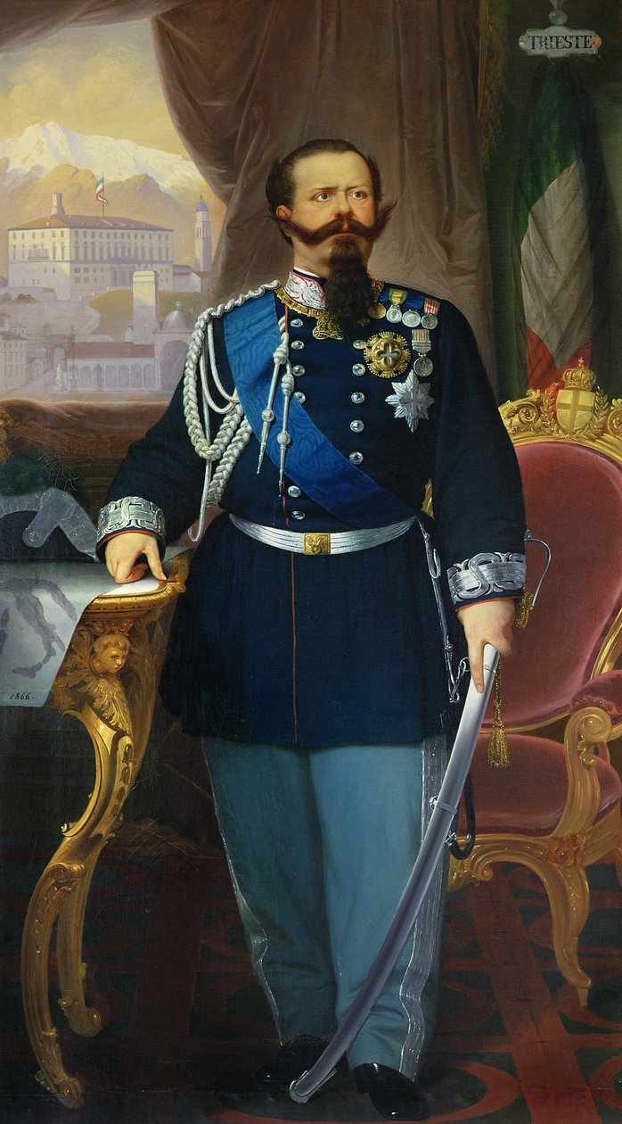 Retrato de Victor Emmanuel II (1820-78) Rey de Cerdeña e Italia, 1866 de Antonio Dugoni
