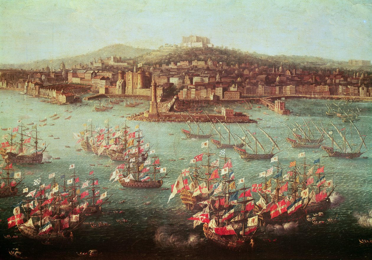 La flota del Rey Carlos III de España ante la ciudad de Nápoles, 6 de octubre de 1759 de Antonio Joli