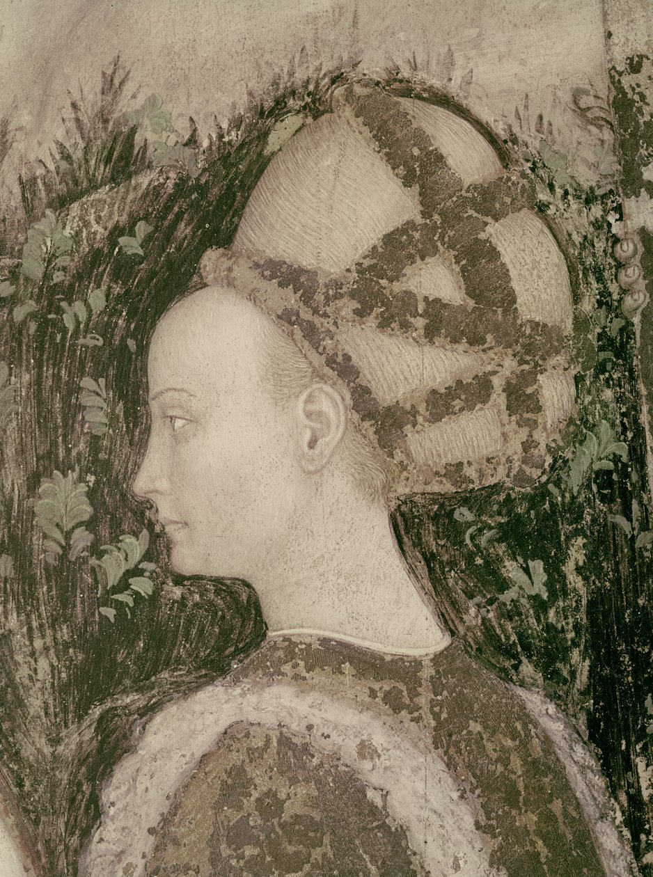 San Jorge y la princesa de Trebisonda, detalle de la cabeza de la princesa, c.1433-38 de Antonio Pisanello