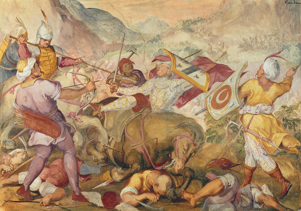 Batalla entre los venecianos y los turcos de Antonio Vassilacchi