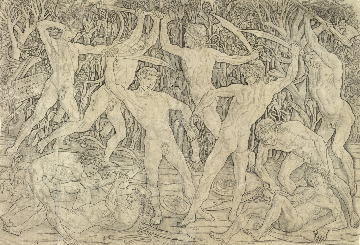 La batalla de los desnudos de Antonio del Pollaiolo