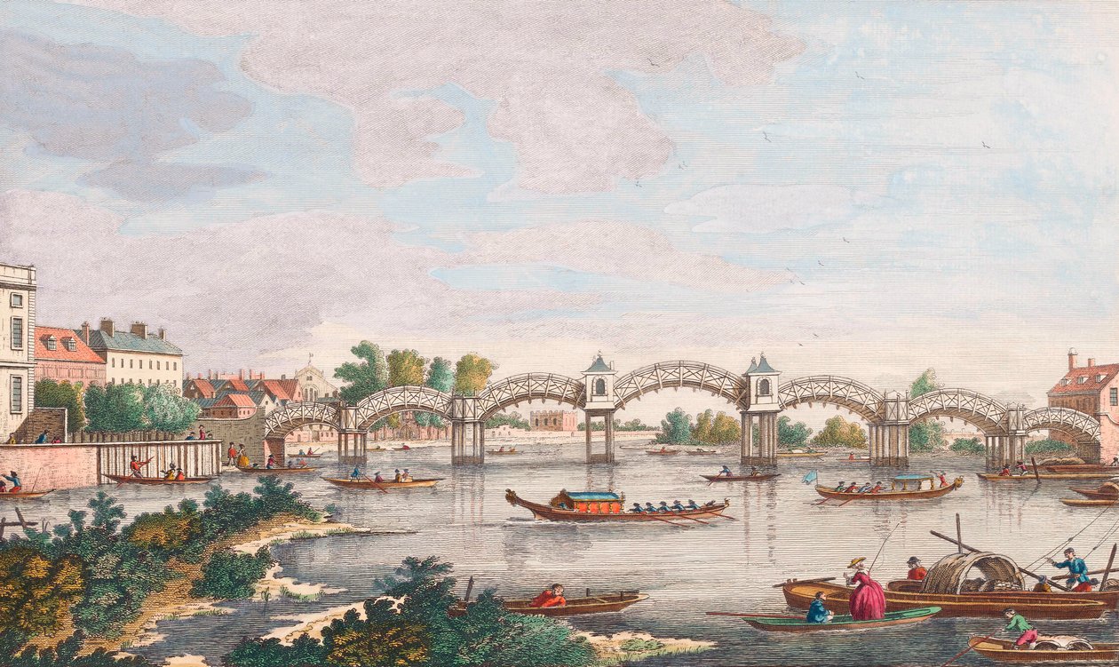 Nuevo puente sobre el Támesis en Hampton Court de Antonio (after) Canaletto
