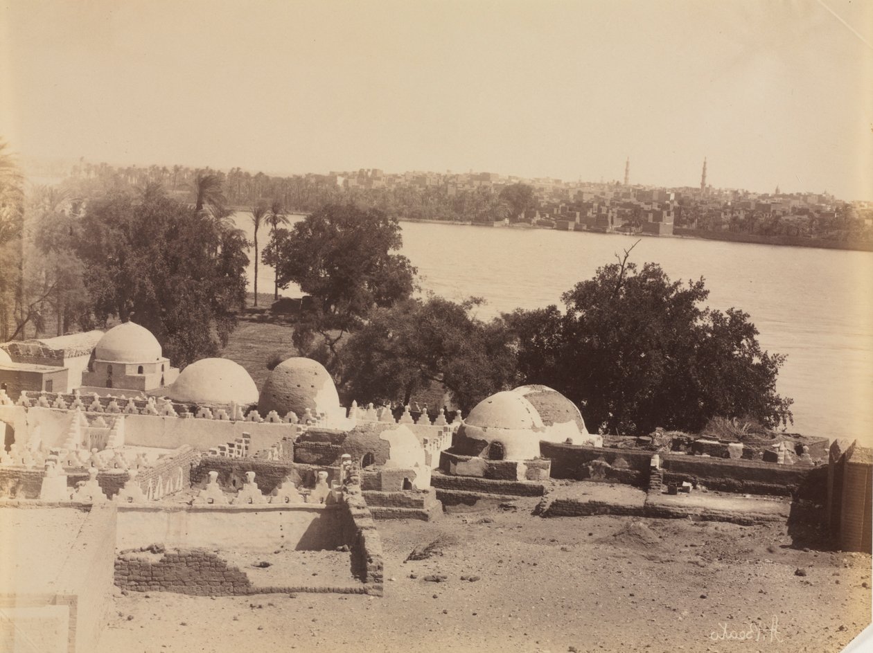 Asyut, vista desde la montaña, c. 1870s-1880 de Antonio Beato