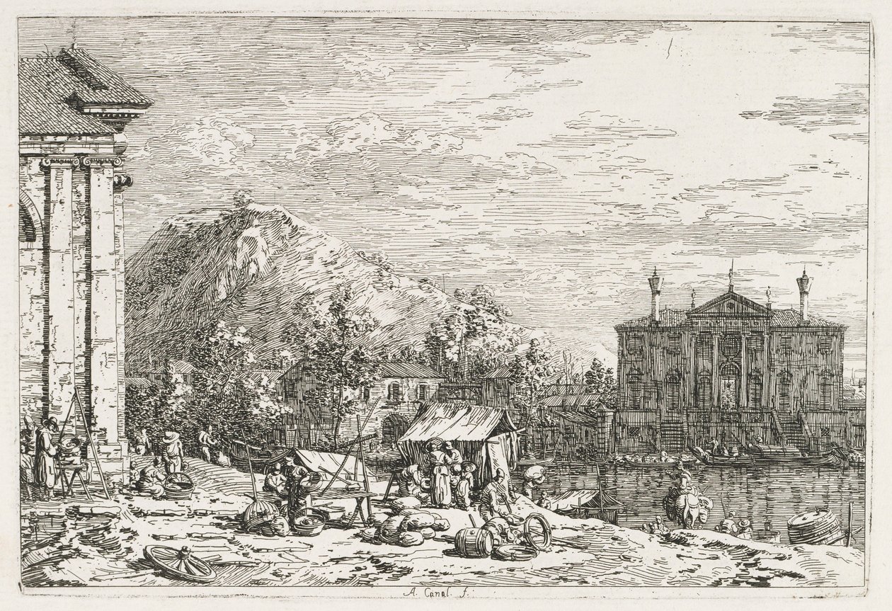 Vistas: Una ciudad más allá de un río, 1735-1746 de Giovanni Antonio Canal