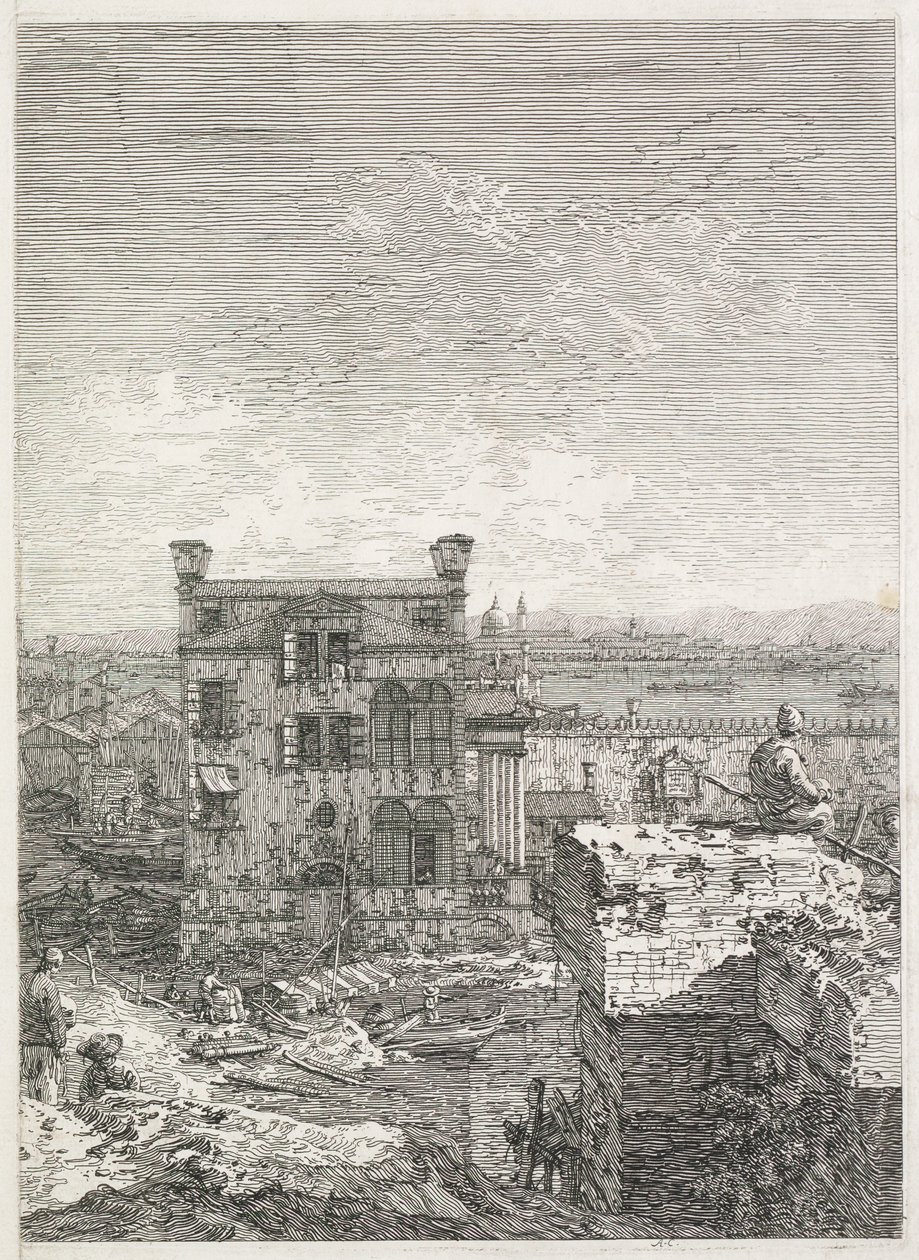 Vistas: Una Casa Rodeada por Seis Columnas de Antonio Canaletto