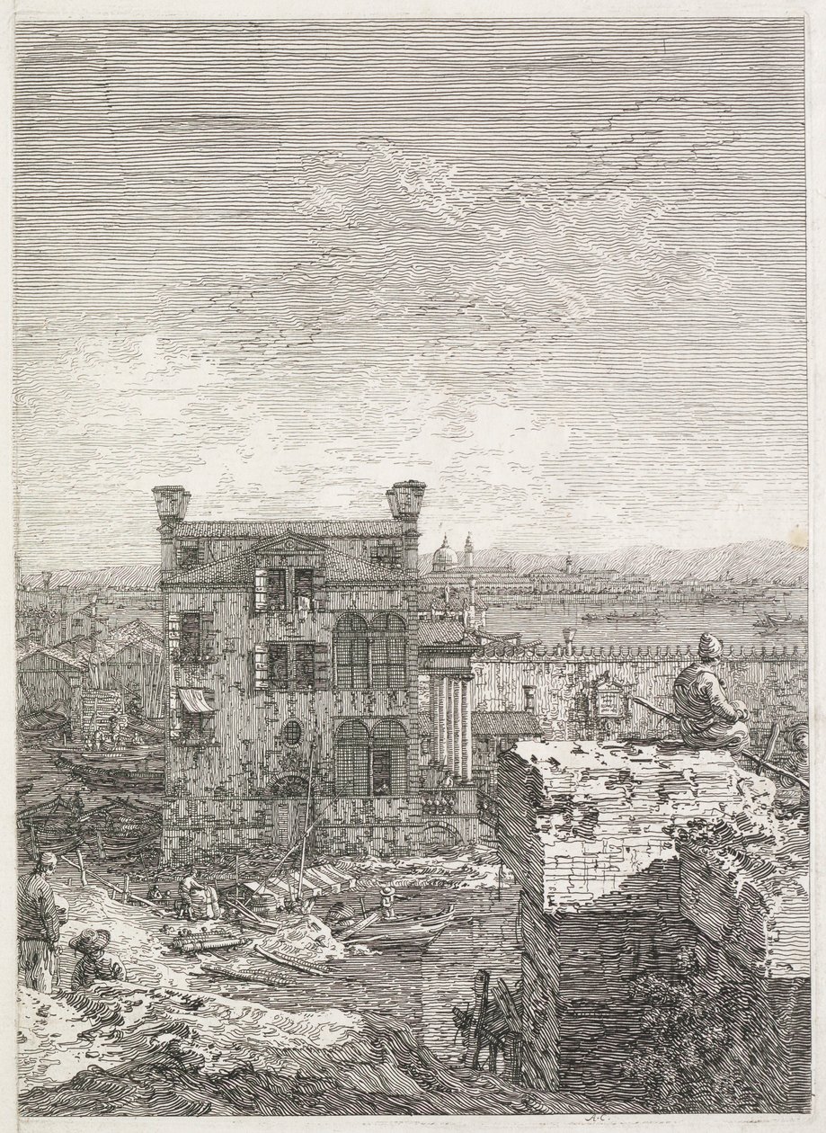 Vistas: Una casa rodeada por seis columnas, 1735-1746 de Giovanni Antonio Canal