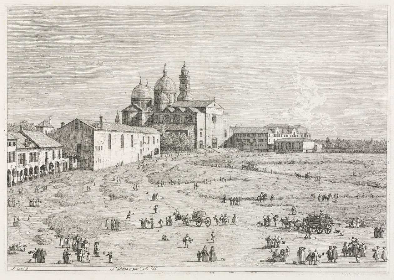 Vistas: Iglesia de Santa Justina en Prà della Valle, Padua de Antonio Canaletto
