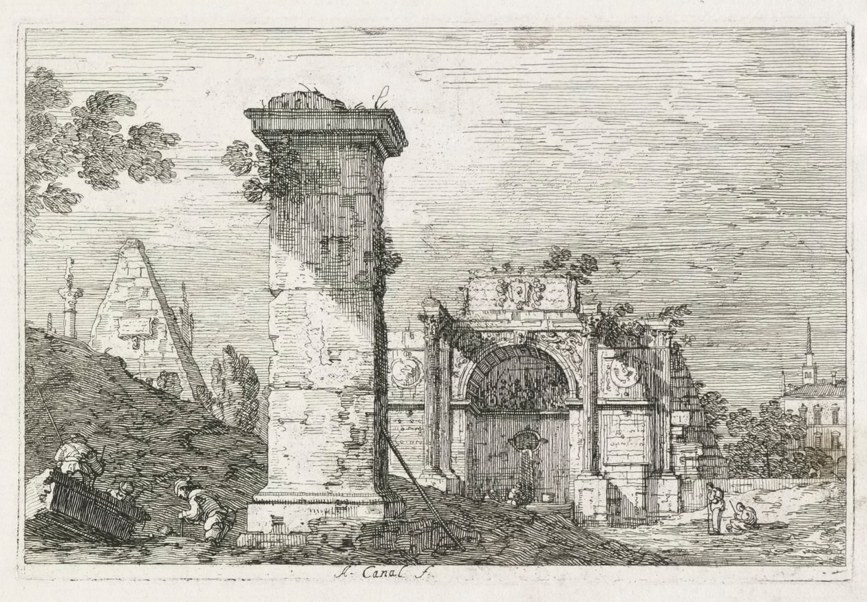 Vistas: Le Pilier isolé, 1735-1746 de Giovanni Antonio Canal